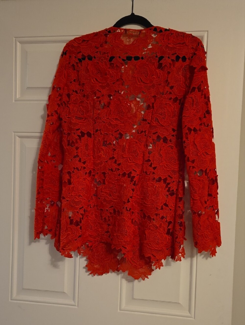 Red Floral Lace Long Sleeve Blazer - Picture 2 of 2